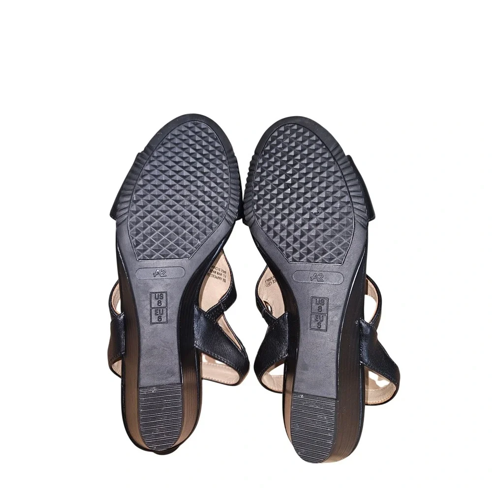 A2 by Aerosoles‎ Black Wedge Sandals Women 8